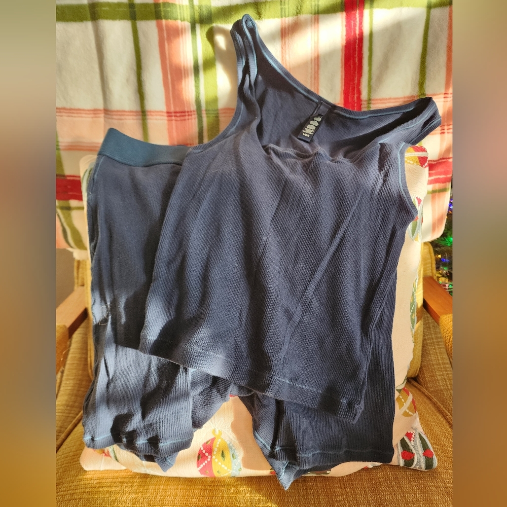Skims cotton ribbed boxer and tank set